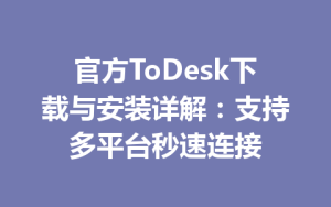 官方ToDesk下载与安装详解：支持多平台秒速连接-ToDesk