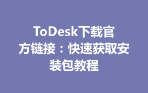 ToDesk下载官方链接：快速获取安装包教程-ToDesk