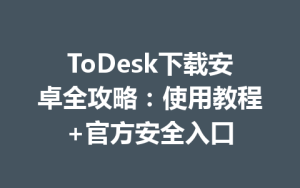 ToDesk下载安卓全攻略：使用教程+官方安全入口-ToDesk