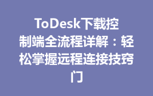 ToDesk下载控制端全流程详解：轻松掌握远程连接技窍门-ToDesk
