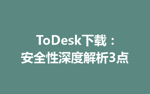ToDesk下载:安全性深度解析3点 一