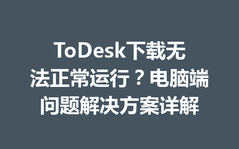 ToDesk下载无法正常运行？电脑端问题解决方案详解 一